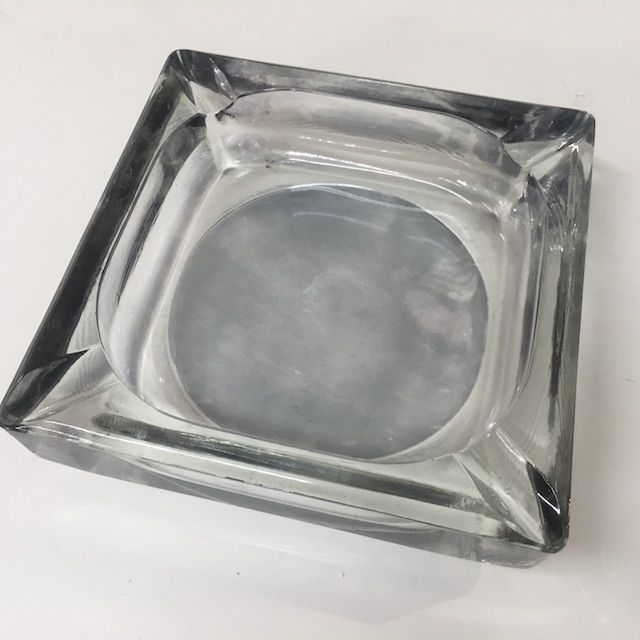 ASHTRAY, Glass - Square Grey Smoked